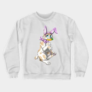 Bobtail BunnyCat: Cream Bicolor Tabby (Pink) Crewneck Sweatshirt